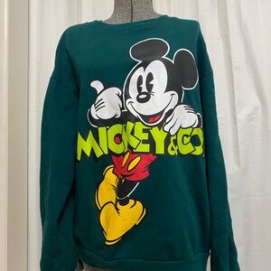 Women’s Oversized Disney Parks Mickey & Co Sweatshirt in Green L